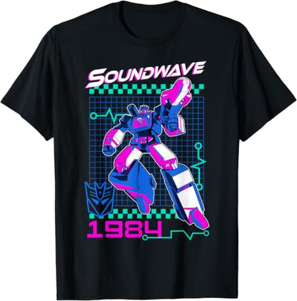 Transformers Soundwave 1984 Retro Grid Logo T-Shirt Small