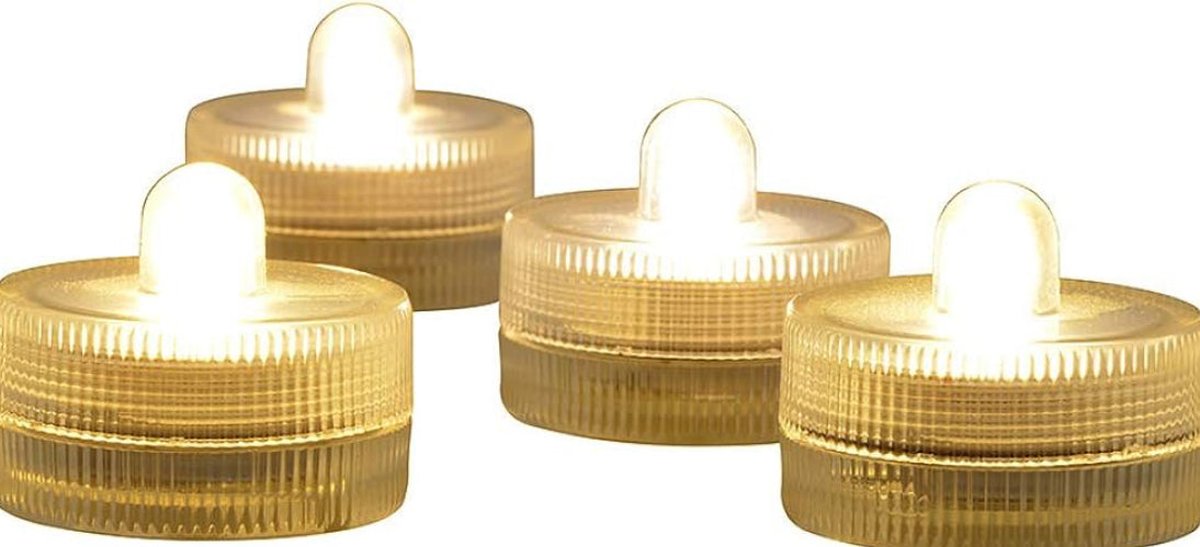 Halloween Lights Submersible LED Lights Battery Powered Underwater Waterproof LED Tea Light for Events Decor Lighting - (Warm White)