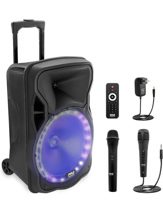 Draagbare Bluetooth PA-luidspreker – 300W 12” Herlaaibare Binne/Buite BT Karaoke-oudiostelsel – LED-skerm, FM/AUX/MP3/USB/SD, 1/4" in, Handvatsel, Wiele – Draadlose & Bedrade Mik, Afstandsbeheer