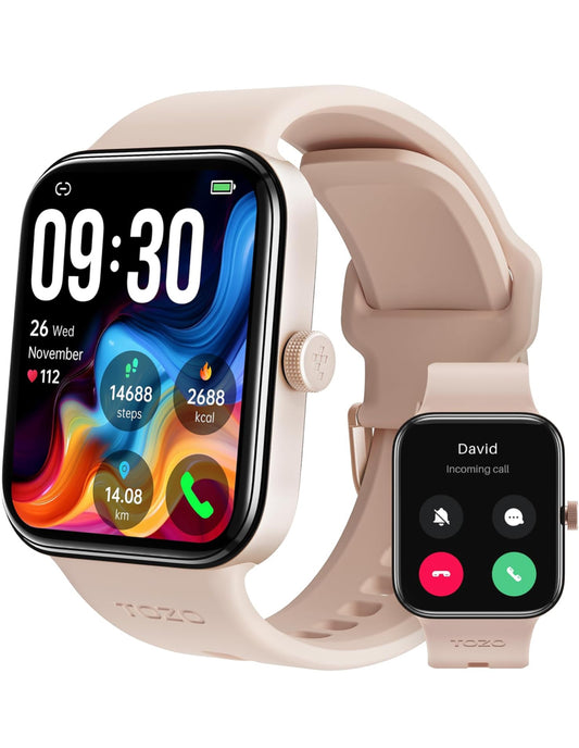 S4 One Smart Watch 1.78" Ultra-Clear Screen Call/Answer Fitness Tracker, Sleep Monitor IP68 Waterproof for iOS 11.0+ Android 9.0+ (Rose Gold)