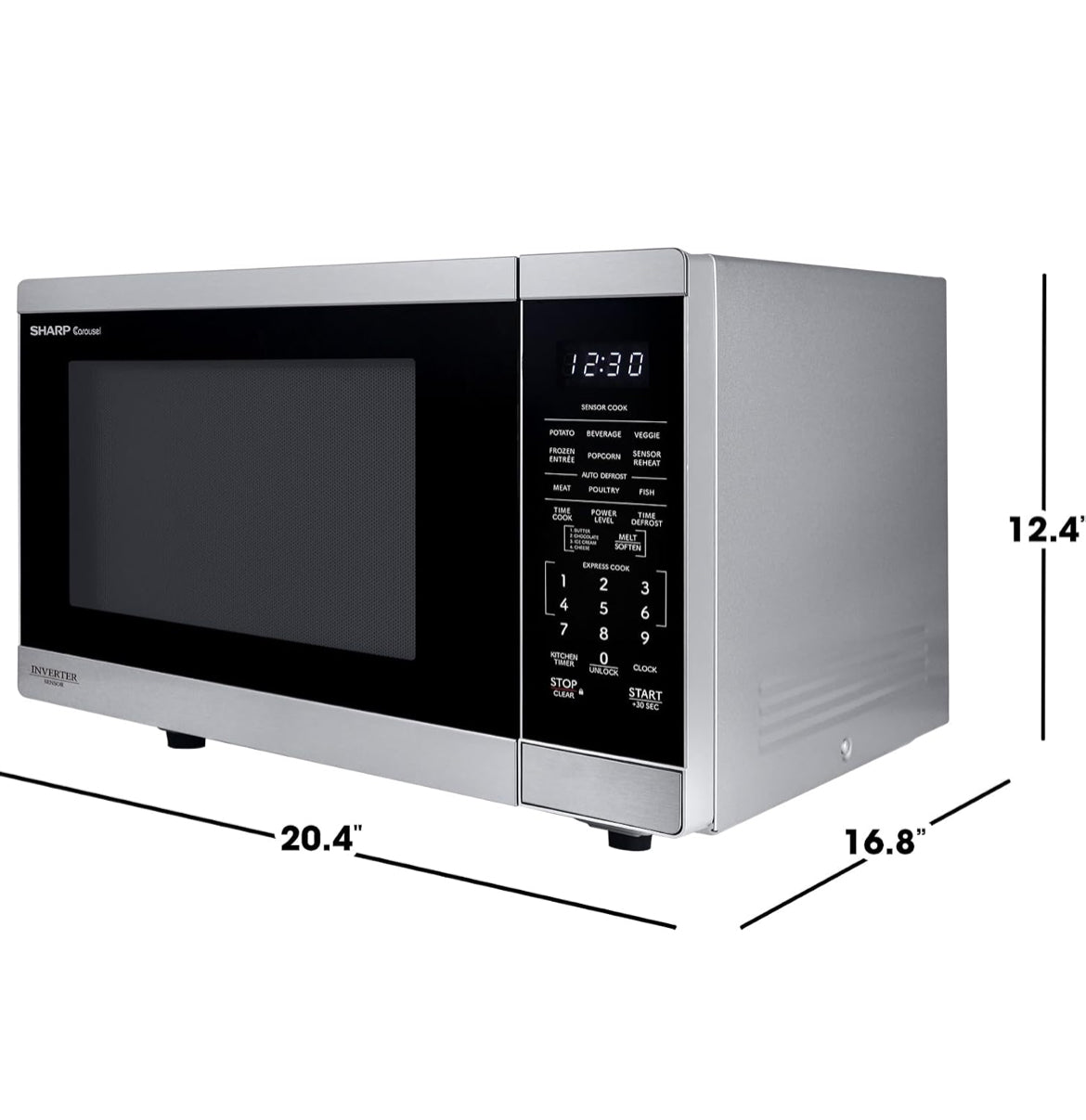 Sharp SMC1464KS 1.4 cu. ft. 1100W Stainless Steel Countertop Microwave Oven
Inverter Technology, 12.4" Carousel Turntable, Removable Turntable, Orville Redenbacher's Certified