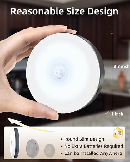 Under Cabinet Lighting,1000mAh Rechargeable Puck Lights w/ Remote 12 RGB Motion Sensor Closet Lights Indoor Dimmable (6 PK)