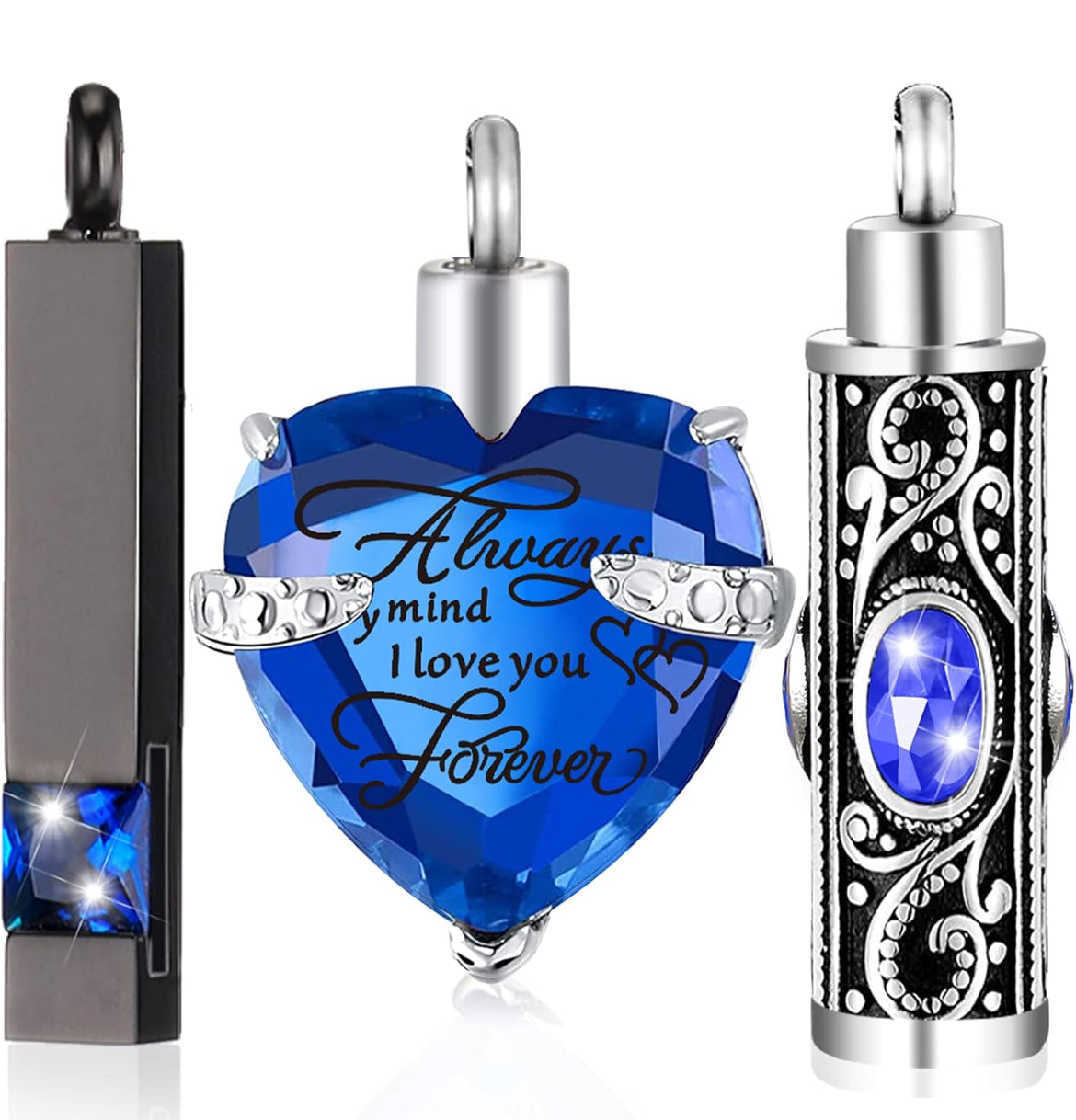 Élégant collier urne funéraire barre verticale zircon cœur cristal pendentif souvenir en acier inoxydable
