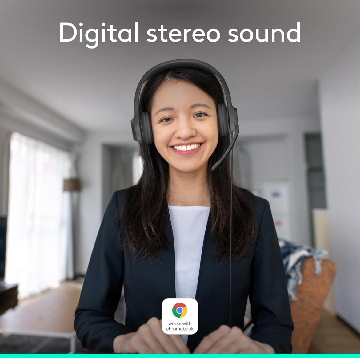 Logitech H390 Bedrade Koptelefoon vir rekenaar/skootrekenaar, Stereo-oorfone met Geraasverminderende Mikrofoon, USB-A, Inlynbeheer, Werk met Chromebook