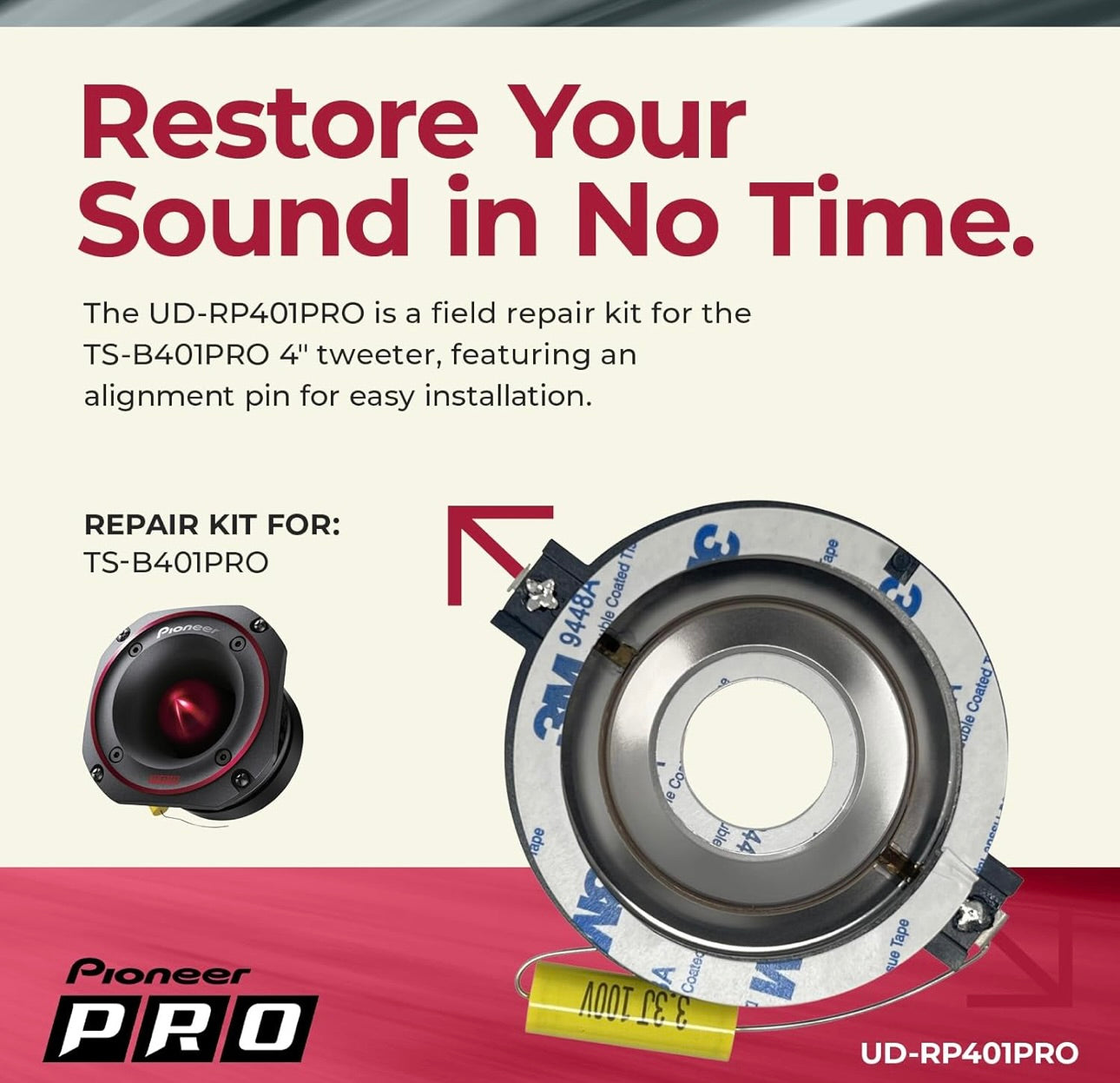 Pioneer UD-RP401PRO Herstelstel - Vervangingsdiafragma TS-B401PRO 4" P.R.O. Reeks Koeël Tweeter