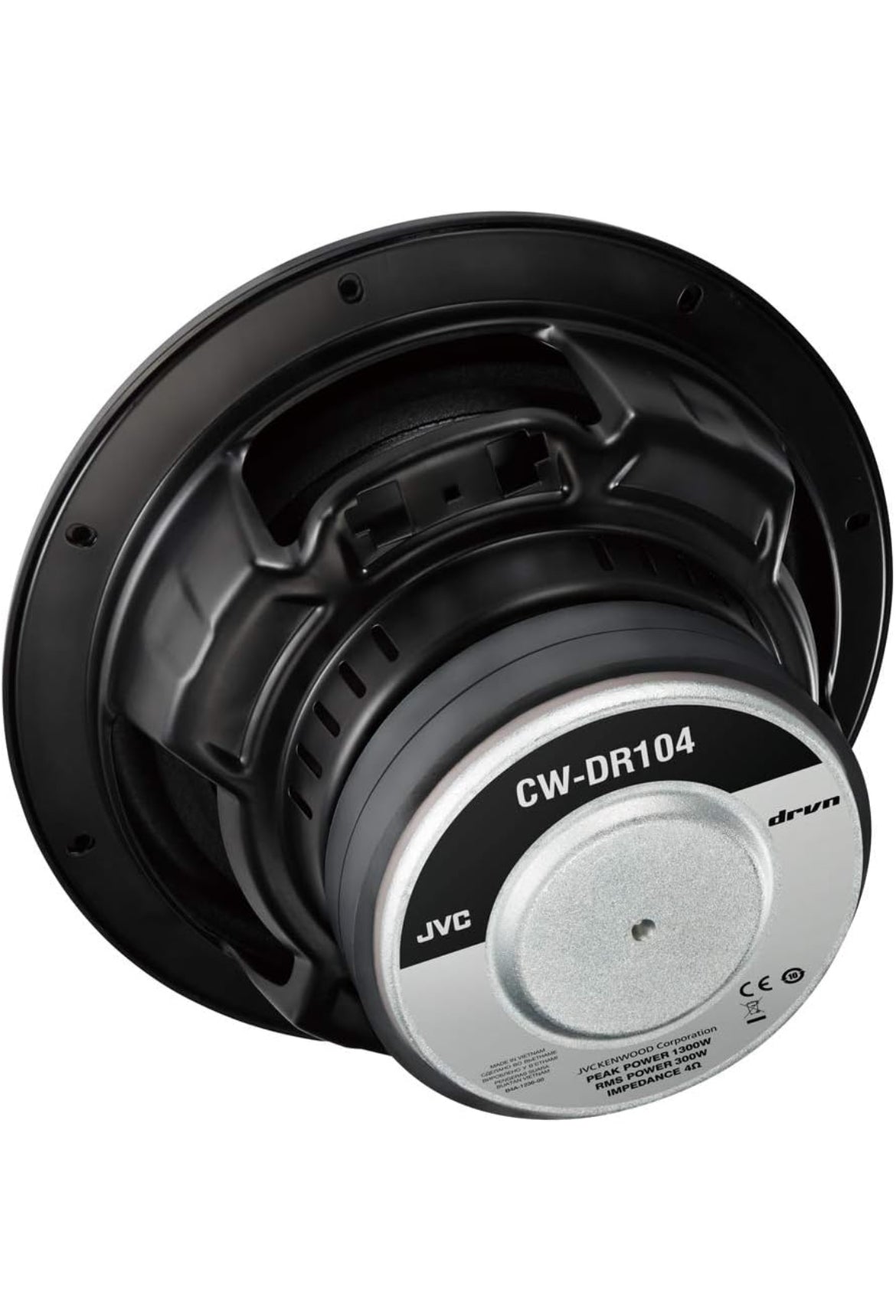 JVC CW-DR124/104 DRVN 4-ohm 350 Watt Motorklank Subwoofer - Enkel (Swart) met Betroubare Lae-Frekwensie Punch (10")