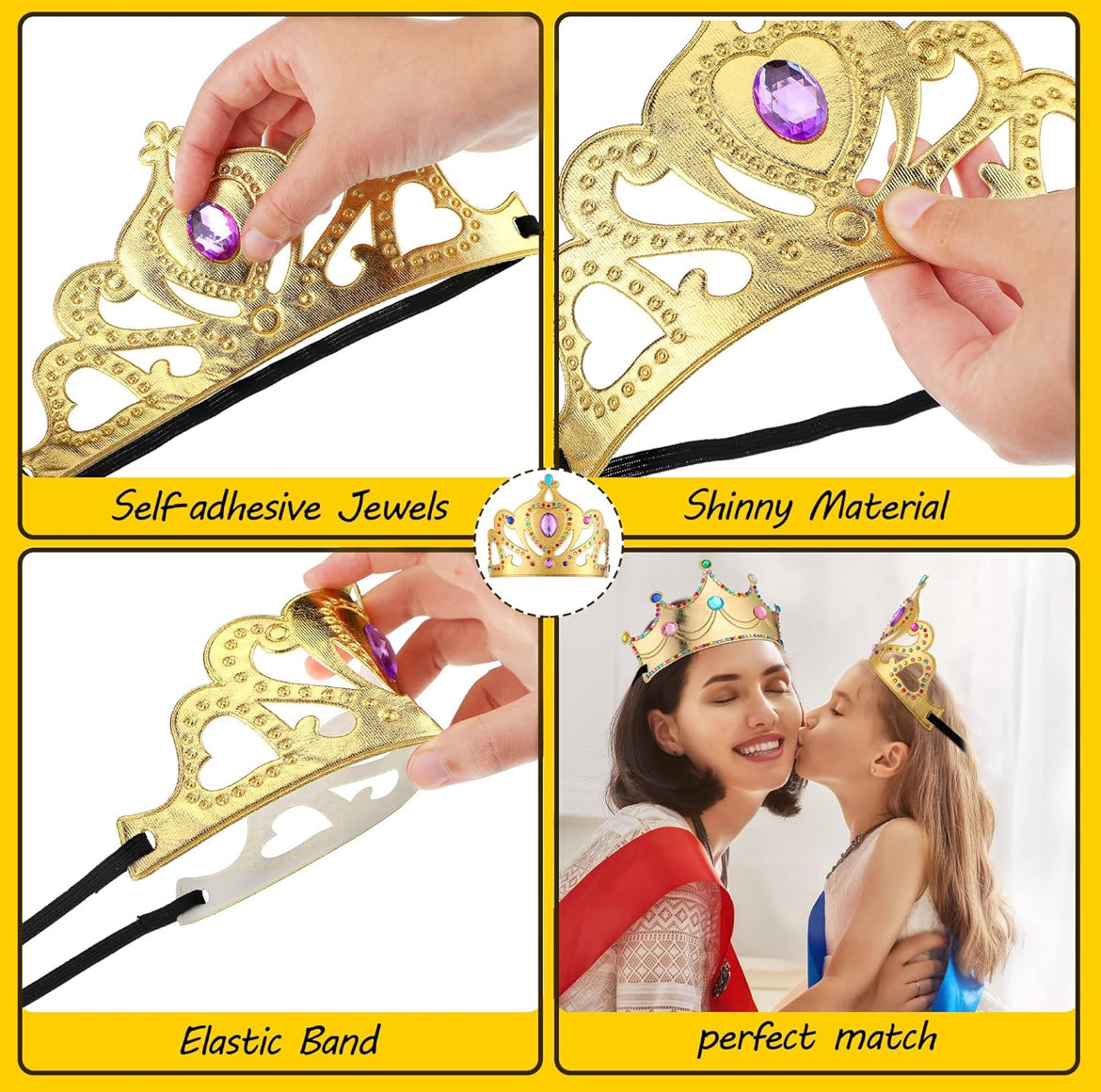 12 STKS Skuim Prinses Tiaras Kroon vir Kinders 928 Stukke Juweel Plakkers 12 Juweel Ringe Handwerk Maakstelle Verjaarsdagpartytjie Gunste