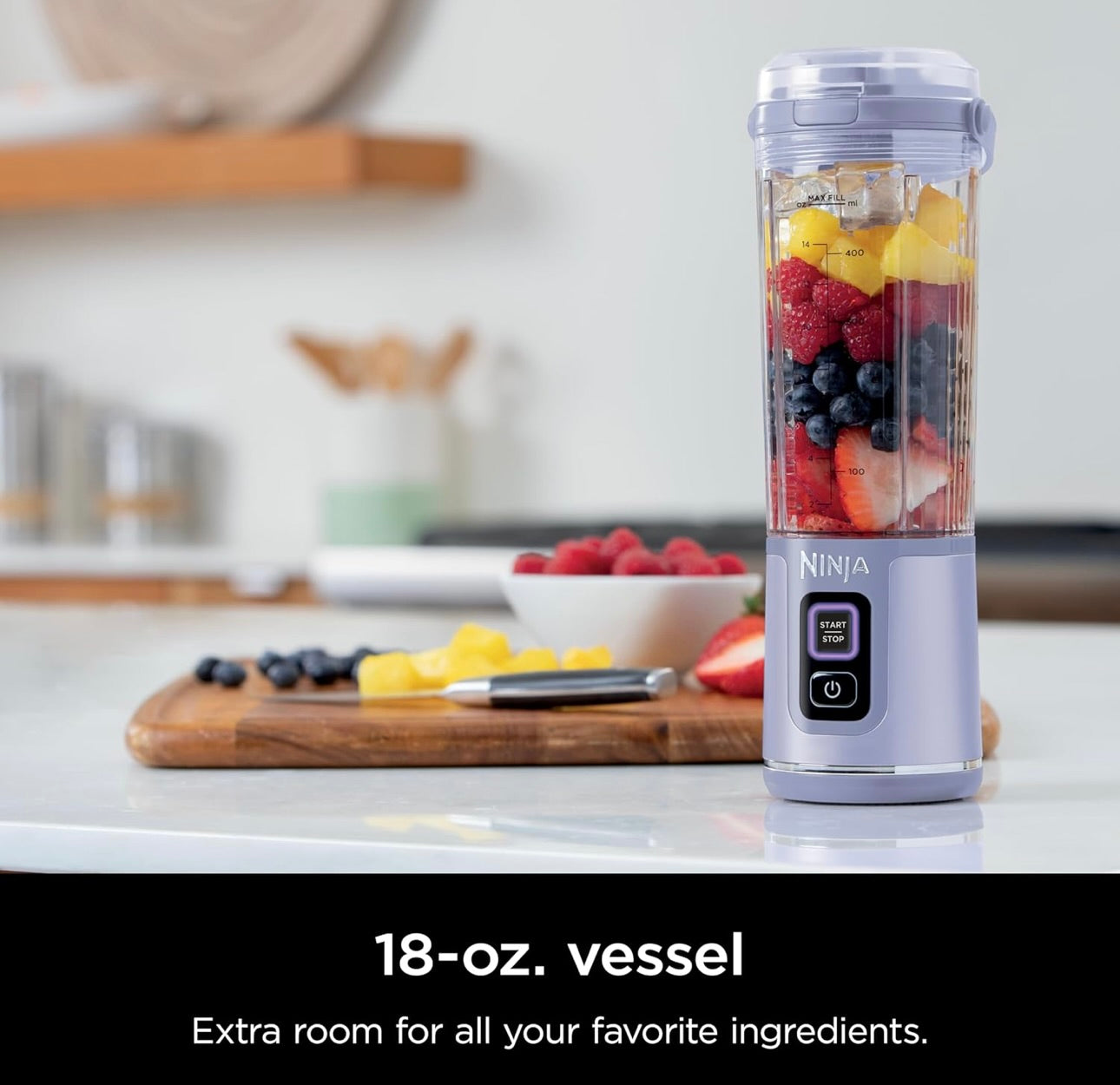 Ninja Blast Portable Blender, Cordless, 18oz. Vessel, Personal Blender BPA Free, Leakproof-Lid and Sip Spout, USB-C Rechargeable, Dishwasher Safe Parts - Lavender, BC151ML