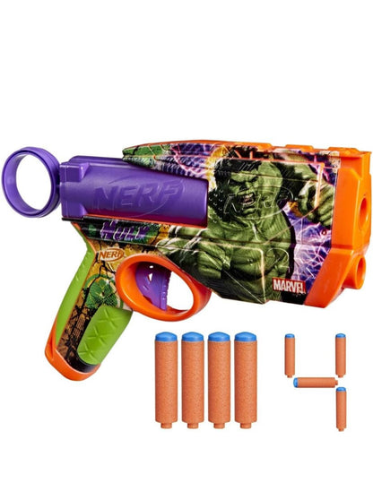 Nerf Marvel Hulk Dart Blaster | 4 Nerf N1 Foam Darts | Hulk-Inspired Blaster Skin Designs | Kids Gifts |Outdoor Toys & Games for Ages 8+