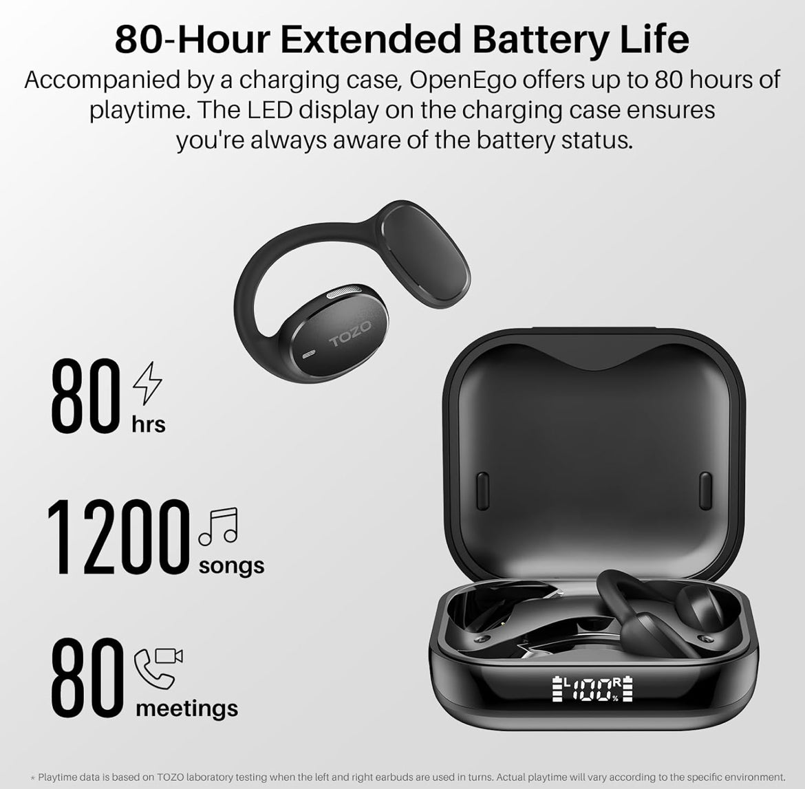 Open Ear Earbuds Bluetooth, AI Translation w/ Real-Time 100+ Languages Translation - Black