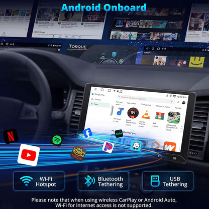 10" Dubbel-din Motorstereo met Agteruitry-kamera, Draadlose CarPlay & Android Auto, GPS Navigasie, WiFi/Bluetooth/USB, 24-Band EQ DSP/FM/LRV, MirrorLink