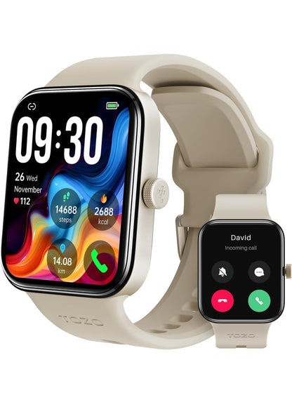 S4 One Smart Watch 1.78" Ultra-Clear Screen Call/Answer Fitness Tracker, Sleep Monitor IP68 Waterproof for iOS 11.0+ Android 9.0+ (Gold)