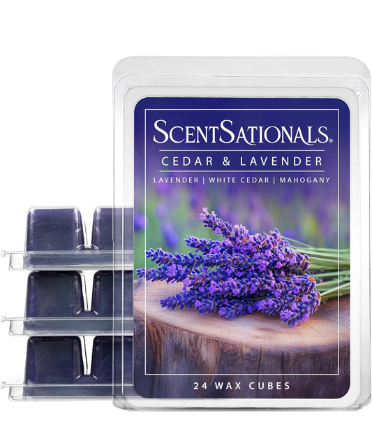 Scentsationals Wax Melts, Wax Cubes Strong Scent - Cedar and Lavender - 10oz (24-Cubes)
