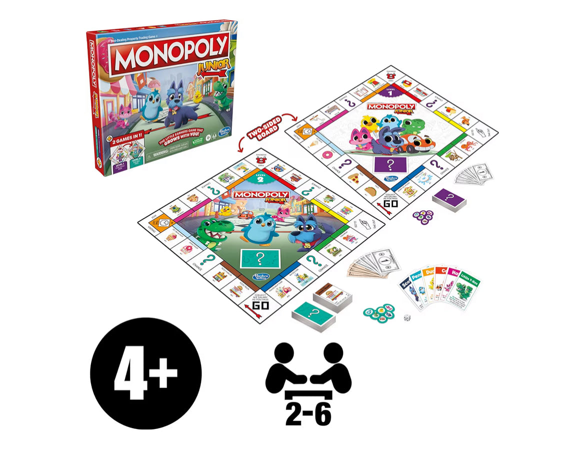 Hasbro Gaming Monopoly Junior Board Game - 2-Sided Gameboard