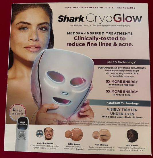 Shark CryoGlow LED Therapy Mask & Under-Eye Cooling Remote - Lilac Chill Edition