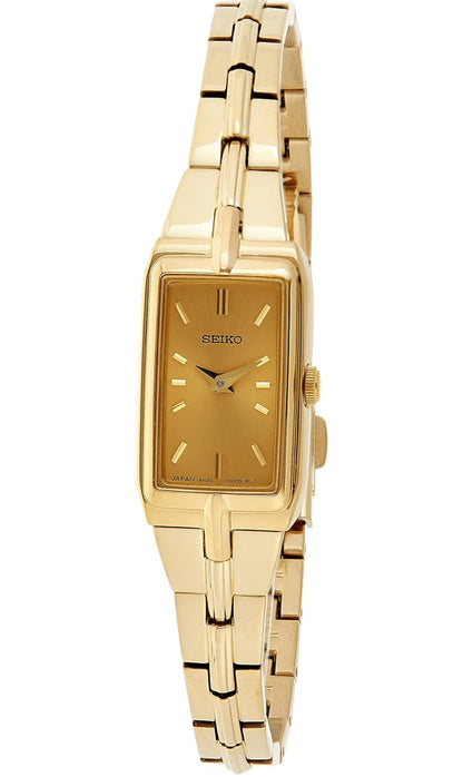 SEIKO Juweliersware-geïnspireerde Vlekvrye Staalhorlosies m/ Druk 3-Dubbele Armband & Krapbestande Hardlex Kristal, 30m Waterbestand - Sjampanje