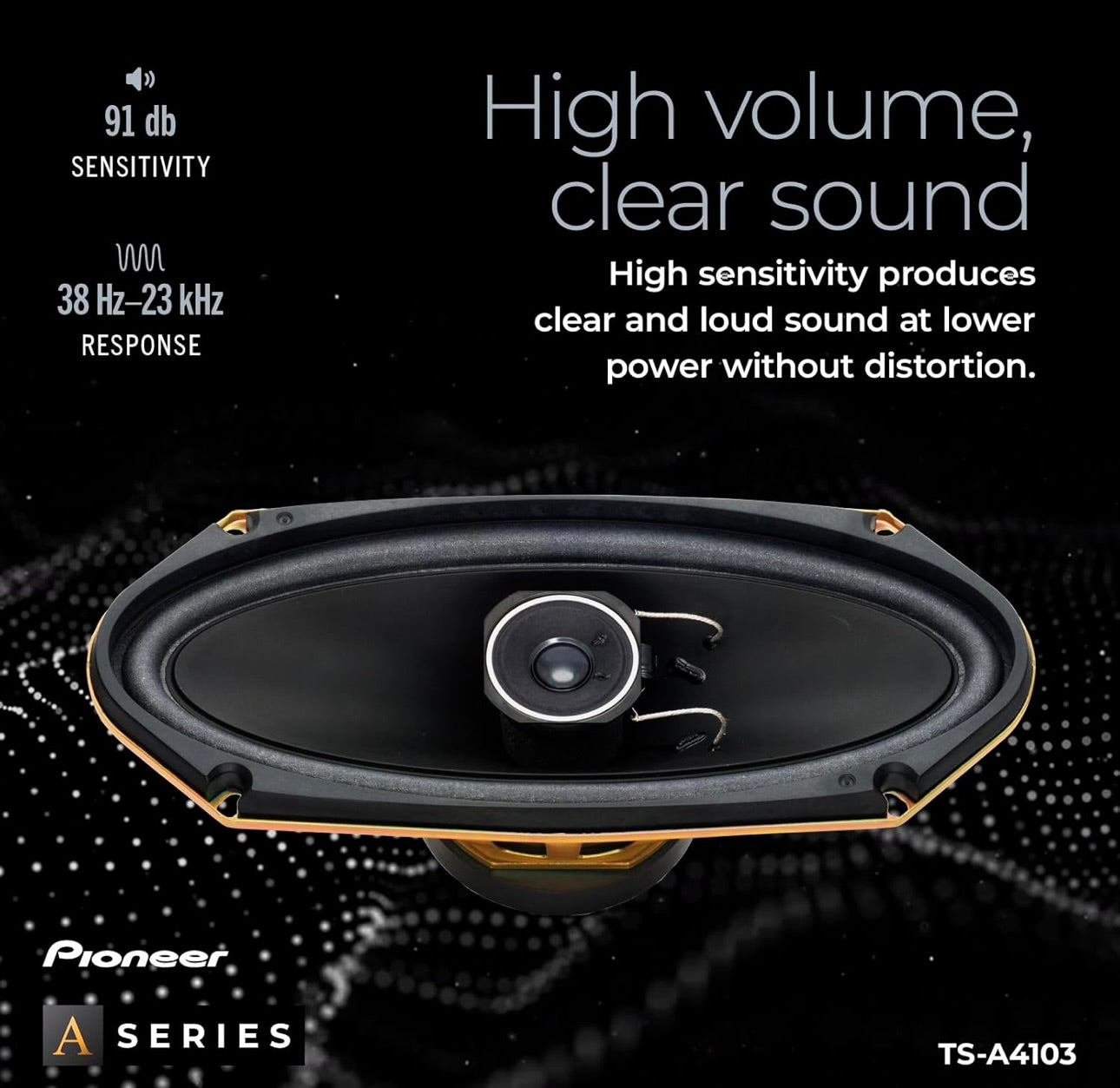 Pioneer TS-A4103, haut-parleurs audio de voiture 2 voies, gamme complète, qualité sonore claire, installation facile et réponse améliorée des basses, 4 haut-parleurs de 10 pouces