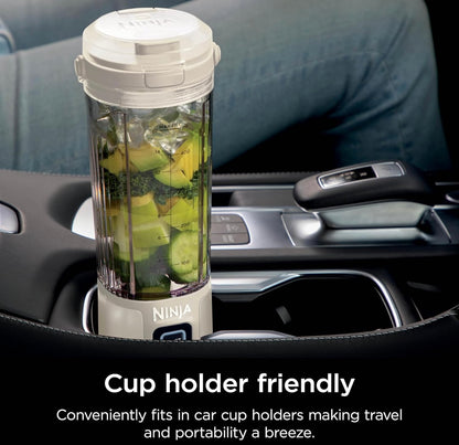 Ninja Blast Draagbare Versapper, Koordloos, 530ml-houer, Persoonlike Versapper BPA-vry, Lekvrye-deksel en Suigmondstuk, USB-C Herlaaibaar, Skottelgoedwasser-veilige Onderdele – Vanilla Bean BC151VB