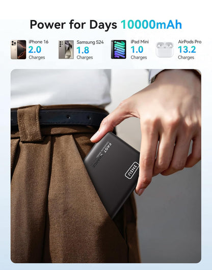 INIU Draagbare Laaier, Ligste 10000mAh 45W PD Kragbank, USB C in&uit Vinniglaai Battery Pak, Eksterne Foon Kragbank Versoenbaar met iPhone 16 15 14 13 Samsung S22 S21 Google iPad ens