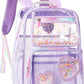 Clear Backpack for Girls Women Transparent Kids Elementary College School Bag Travel Laptop Backpacks Large Bookbags (Purple)