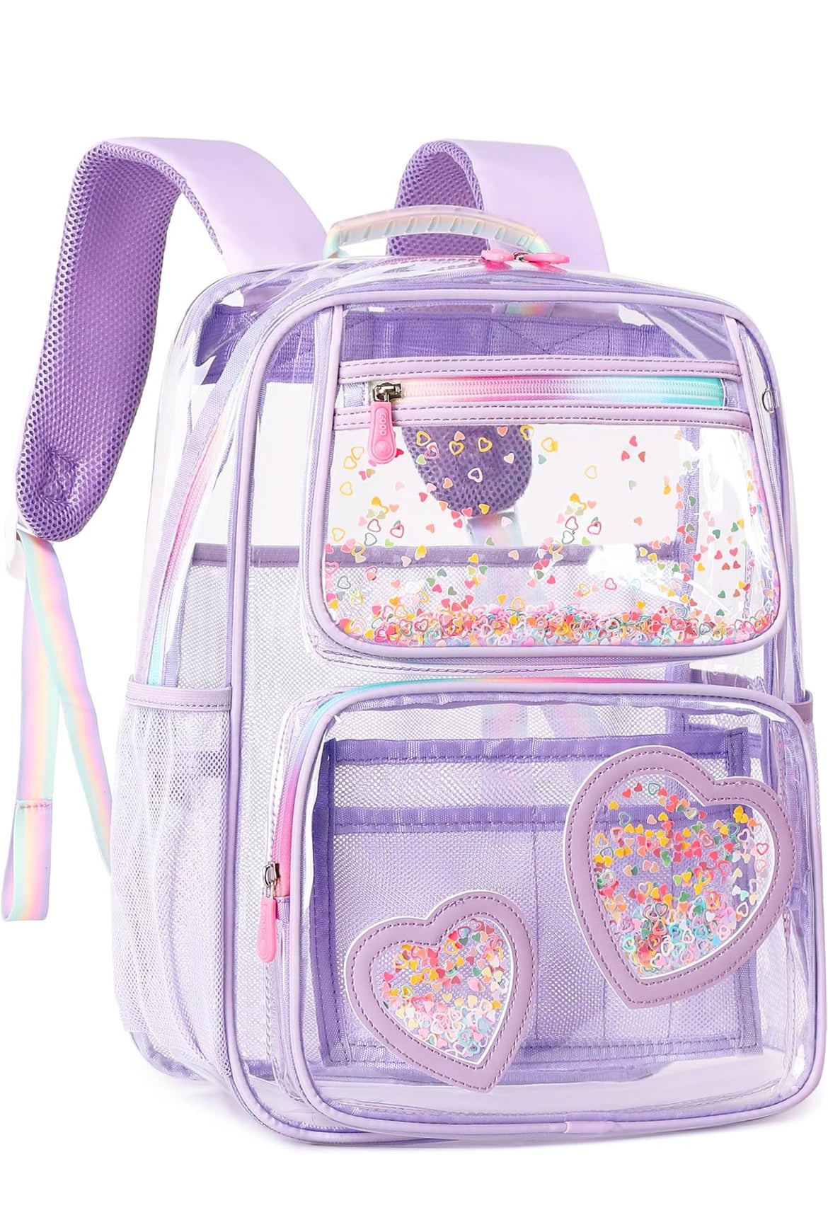 Clear Backpack for Girls Women Transparent Kids Elementary College School Bag Travel Laptop Backpacks Large Bookbags (Purple)
