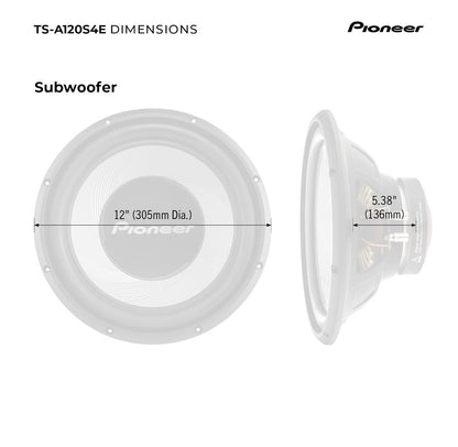 Pioneer TS-A120S4E – Kragtige 12 duim Subwoofer, 1400 Watt Piekvermoë, Enkele 4 Ohm Spreekspoel vir Diep Bas
