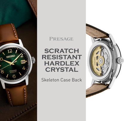 SEIKO Outomatiese Horlosie vir Mans - Presage Cocktail Time - Patroon met Goue Syfers en Datumkalender, 50m Waterbestand