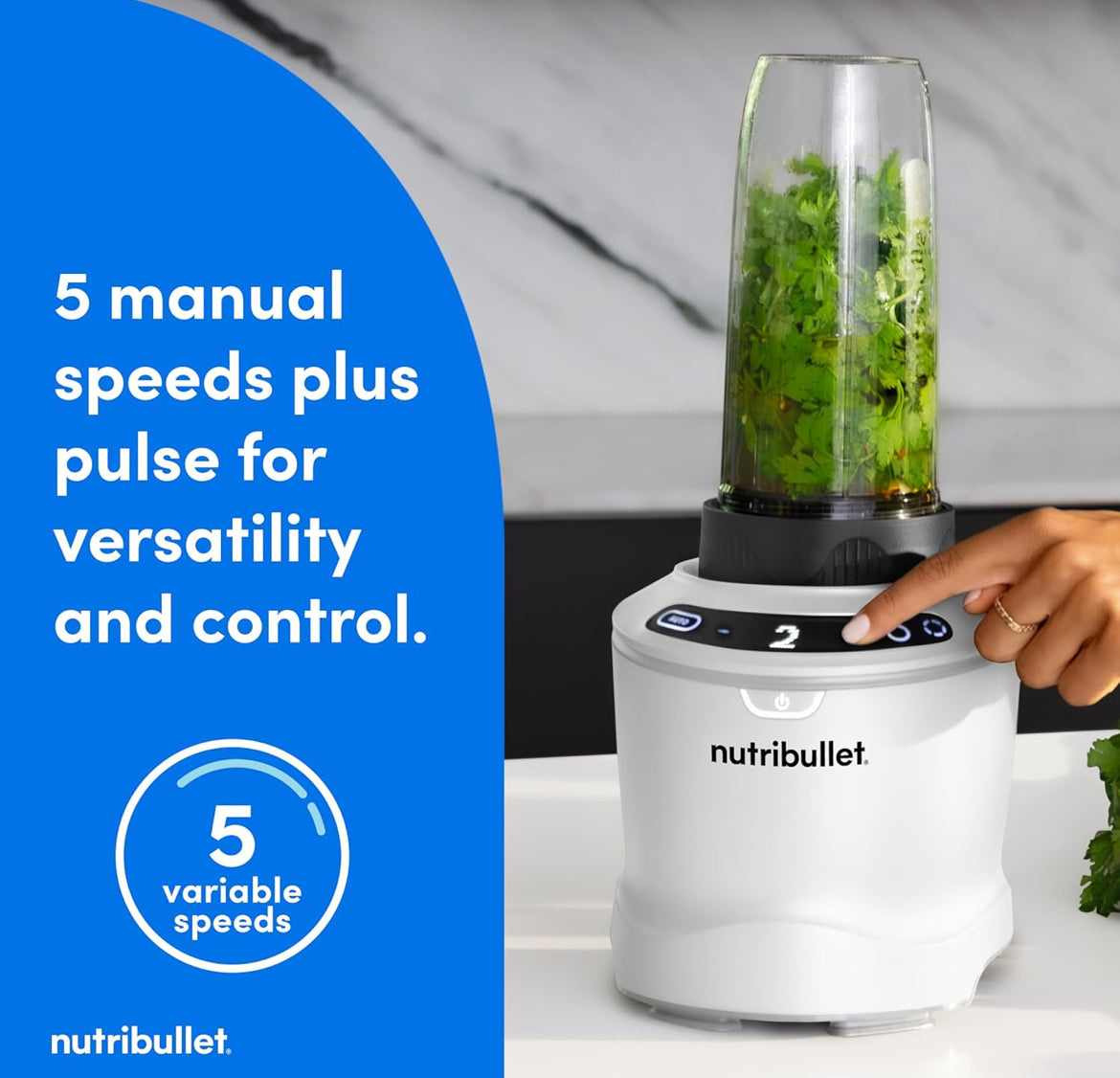 Nutribullet SmartSense Blender Kombinasie, 1400W, 64oz Mengkan, 32oz & 24oz Koppies, 5-Spoed - Mat Wit