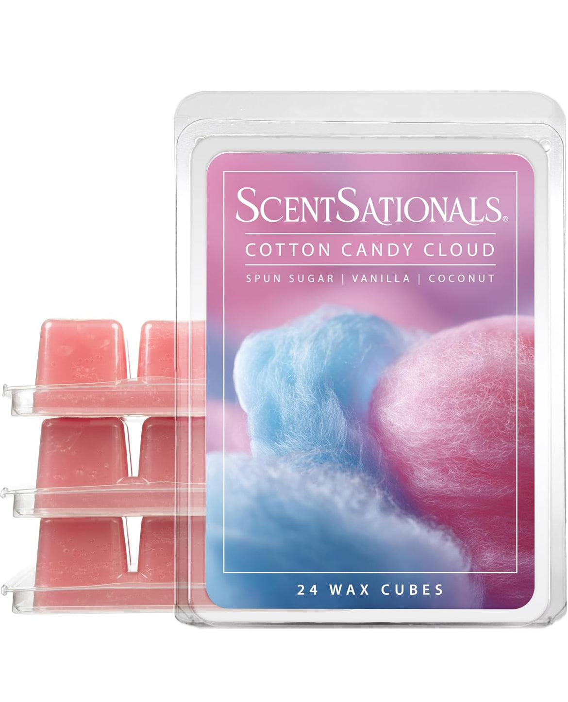 Scentsationals Wax Melts, Wax Cubes Strong Scent - Cotton Candy Cloud - Long Lasting Scented - 10oz (PACK OF 4)