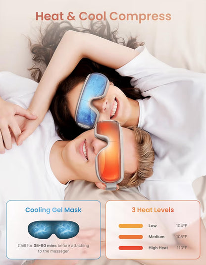 Eyeris 3 Eye Massager w/ Heat and Cooling Heated Eye Sleep Mask with Voice Control, Reduce Dry Eyes, Temple Stye Eye Care - (Rose Gold)
