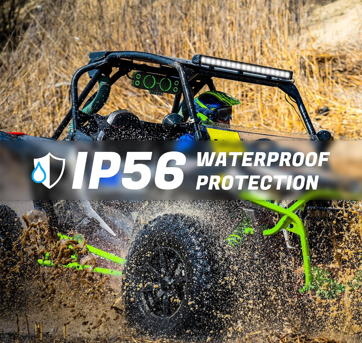 17" 6-Speaker UTV Sound Bar w/ Bluetooth, RGB ATV Soundbar 400W Peak Power, Waterproof, FM Radio/USB/AUX, Detachable Remote & Audio Sync
