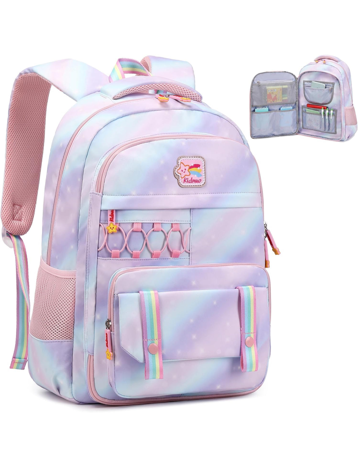 Girls Backpack 15.6 Inch Laptop School Bag Cute Kids Kindergarten Elementary Backpacks Middle Schoolbag Large Bookbags for Women Teens Students Anti Theft Travel Daypack (Purple)