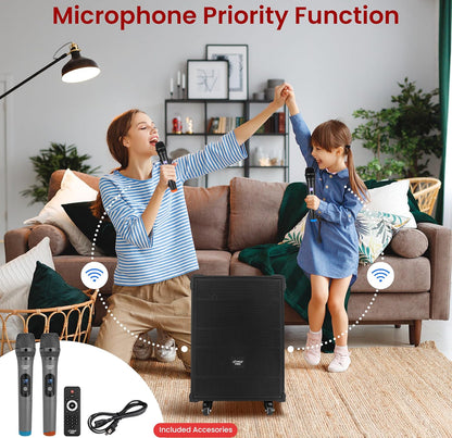 Draagbare 12" Koordlose Bluetooth-luidsprekersisteem - Ingeboude Herlaaibare Battery, Koordlose Mikrofoon, USB/Mikro SD/FM - 80 Watt - FM Radio met Digitale LED-skerm
