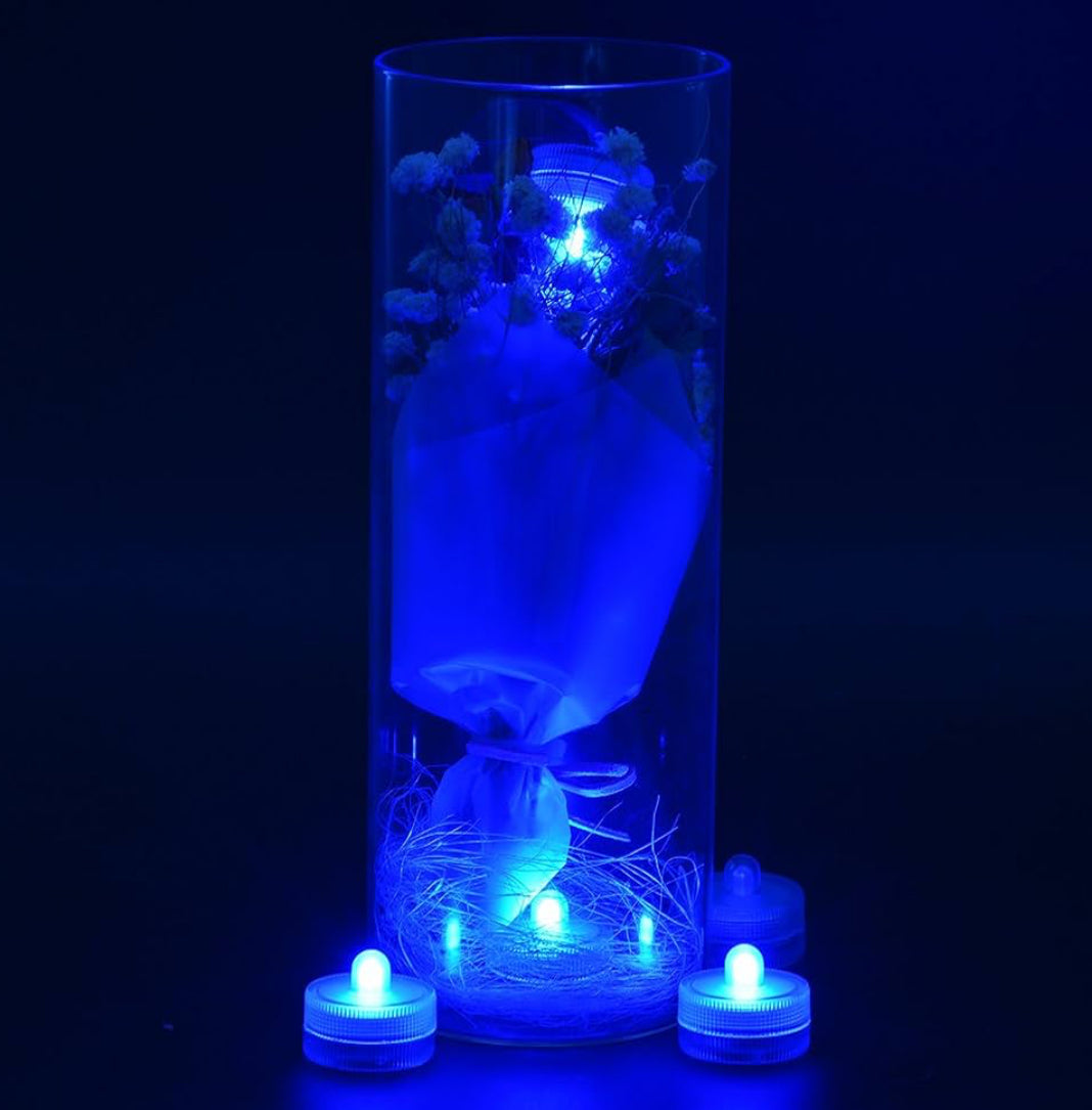 Halloween Lights Submersible LED Lights Battery Powered Underwater Waterproof LED Tea Light for Events Lighting - (Blue)