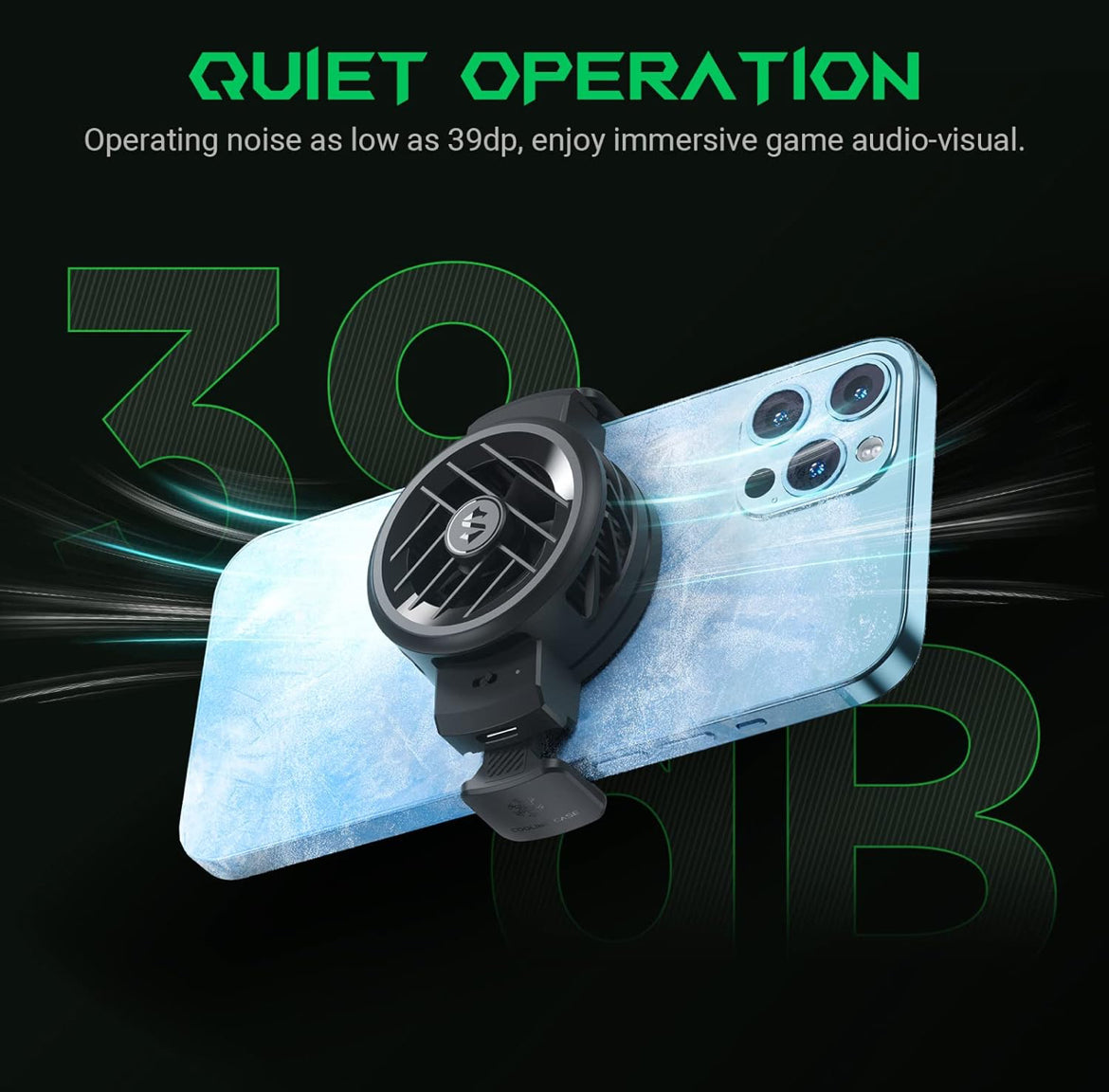 Black Shark Phone Cooling Fan Lightweight Quiet Cellphone Radiator - NEW