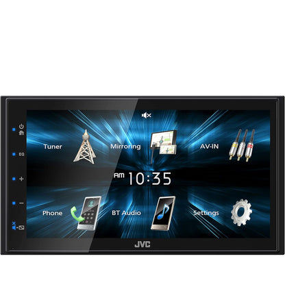JVC KW-M150BT Bluetooth-motorstereo-ontvanger met USB-poort – 6.75"-raakskerm – AM/FM-radio – Dubbel-DIN MP3-speler – 13-band-EQ (Swart)