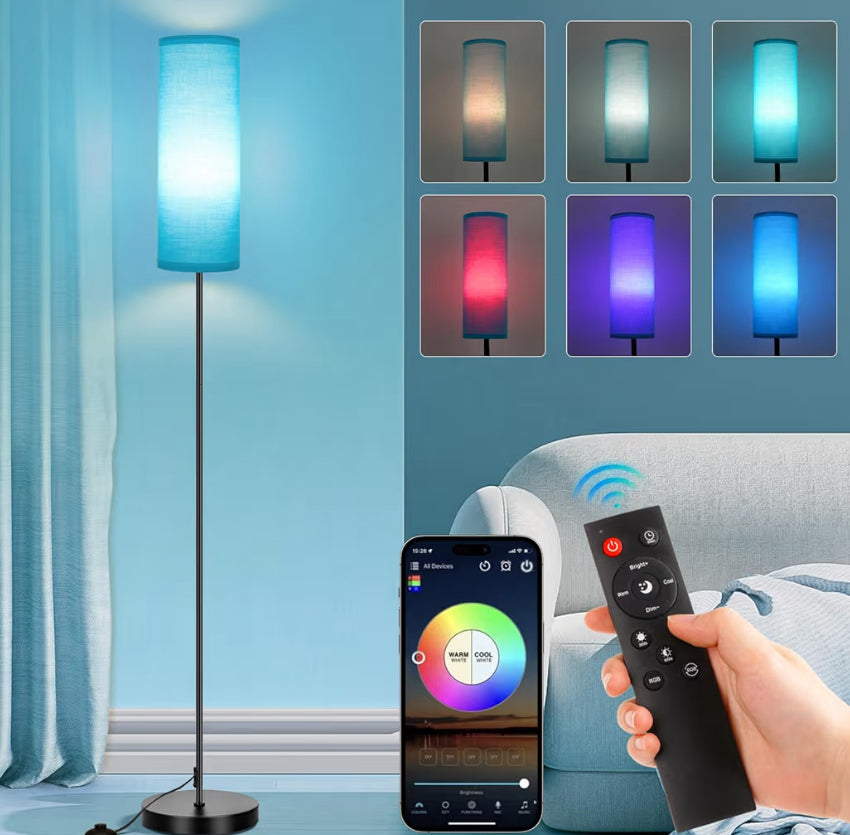 Hoë Staande Lampe, Moderne RGB Slim Gloeilamp, Verstelbare Helderheid, 800 LM - Voetskakelaar