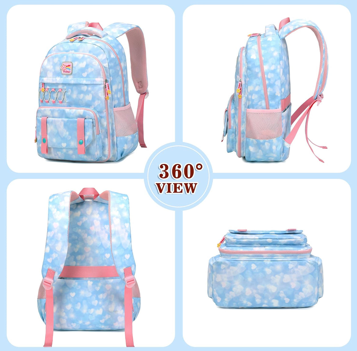 Girls Backpack 15.6 Inch Laptop School Bag Cute Kids Kindergarten Elementary Backpacks Middle Schoolbag Large Bookbags for Women Teens Students Anti Theft Travel Daypack (Blue)