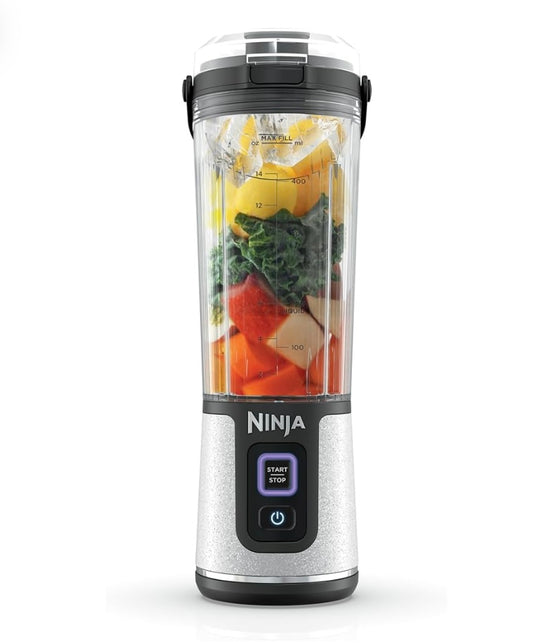 Ninja Blast Portable Blender, Cordless, 18oz. Vessel, Personal Blender BPA Free, Leakproof Lid & Sip Spout, USB-C Rechargeable, Dishwasher Safe Parts -White Glitter (BC152GL)