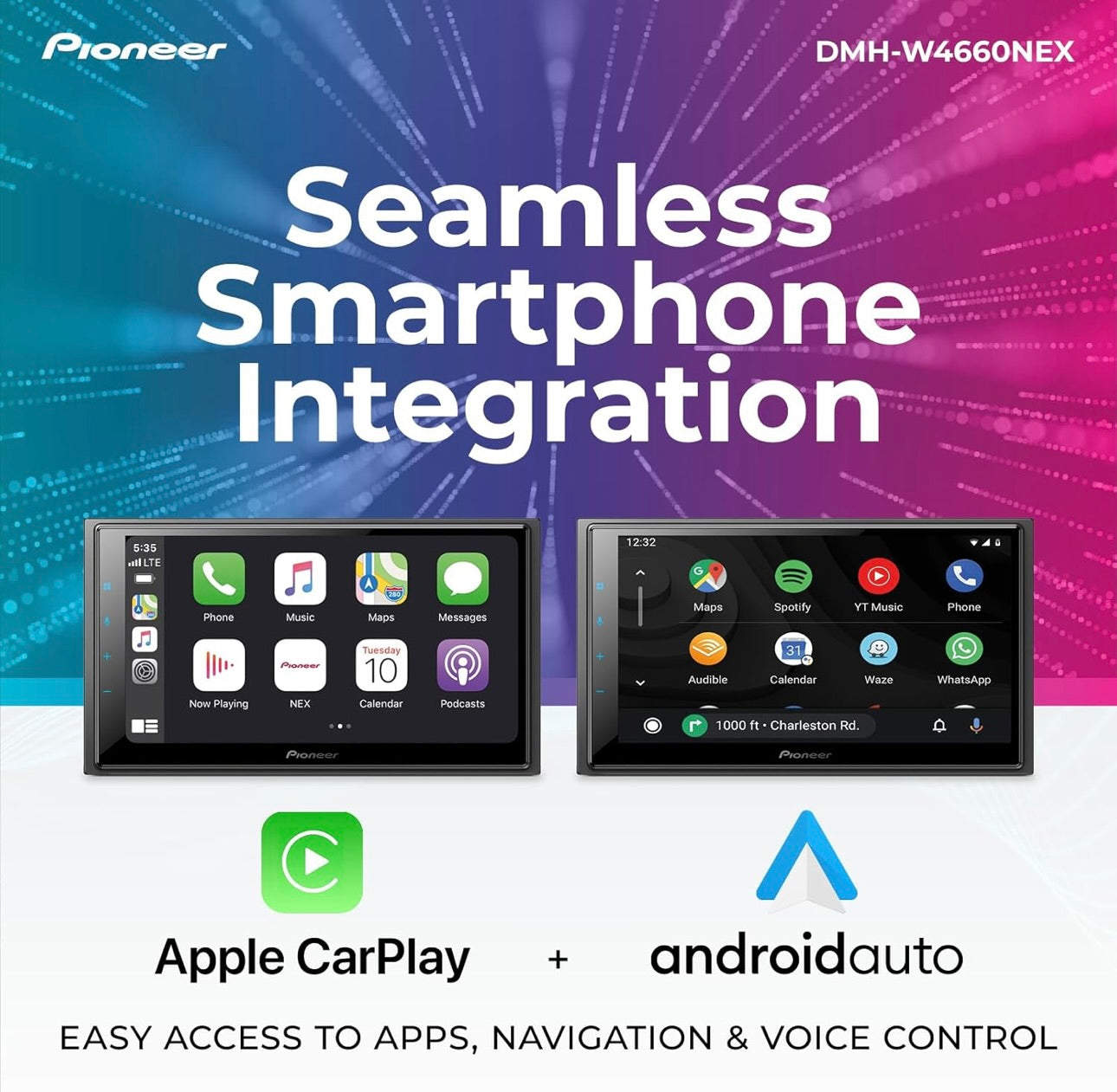 Pioneer DMHW-NEX Dubbel DIN Multimedia Digitale Media Ontvanger, Koordlose Apple CarPlay, Android Auto
