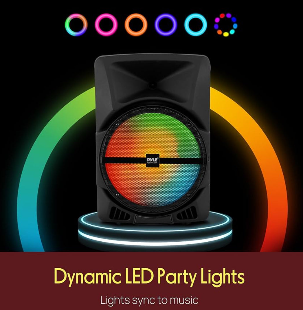 Draagbare PA-luidsprekerstelsel – 800W Aangedrewe Bluetooth Binne- en Buite-DJ-Stereoluidspreker met MP3 AUX 3.5mm-ingang, Flitsende Partytjielig en FM-radio