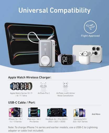 Anker MagGo Kragbank vir Apple Watch, Amptelik Gesertifiseer, 10 000 mAh Kompakte Battery – NUUT