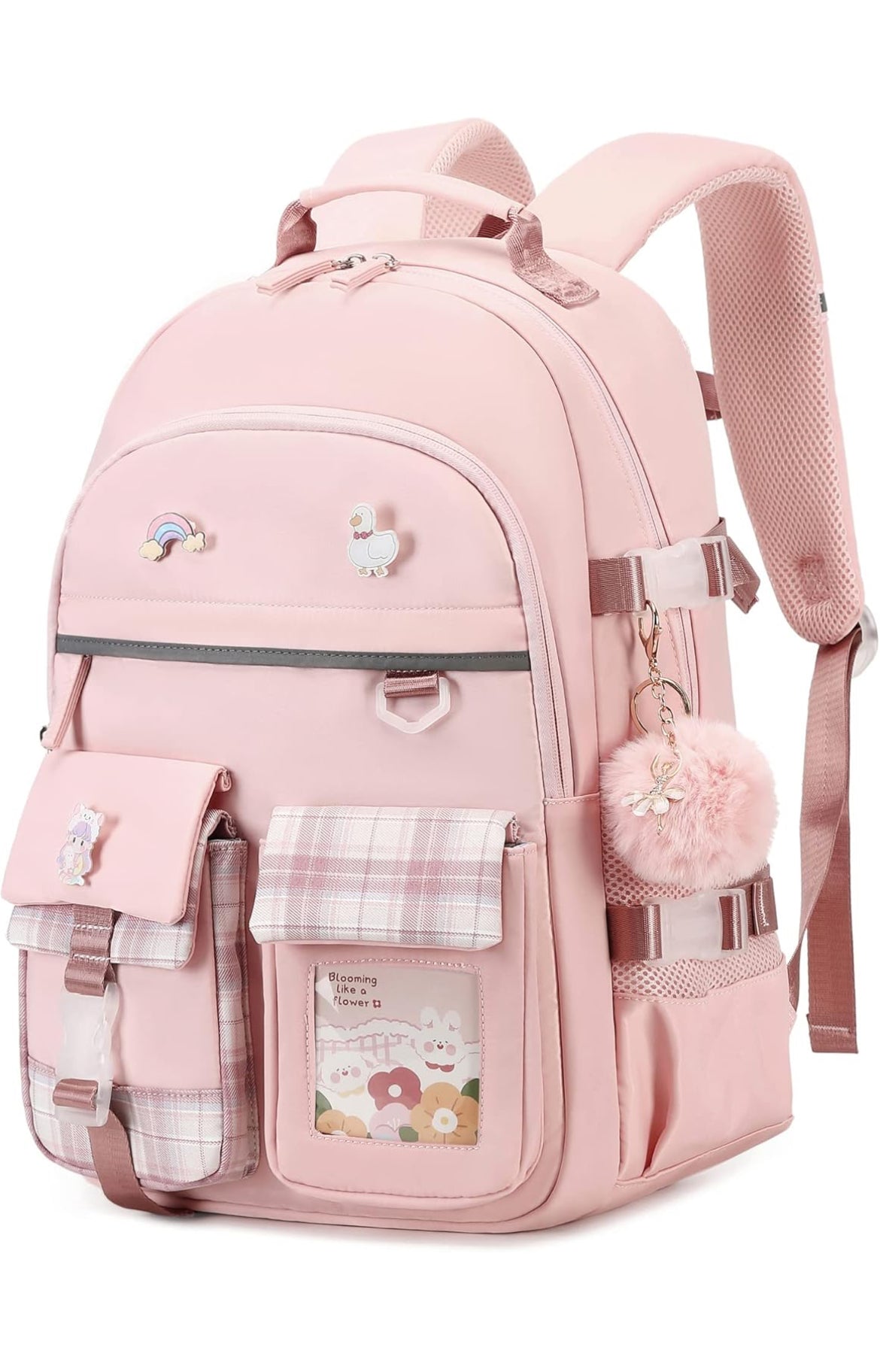Backpack for Girls, 15.6 Inch Laptop School Bag Kids Kindergarten Elementary College Backpacks Large Bookbags for Teen Girl Women Students Casual Travel Daypacks (Pink)