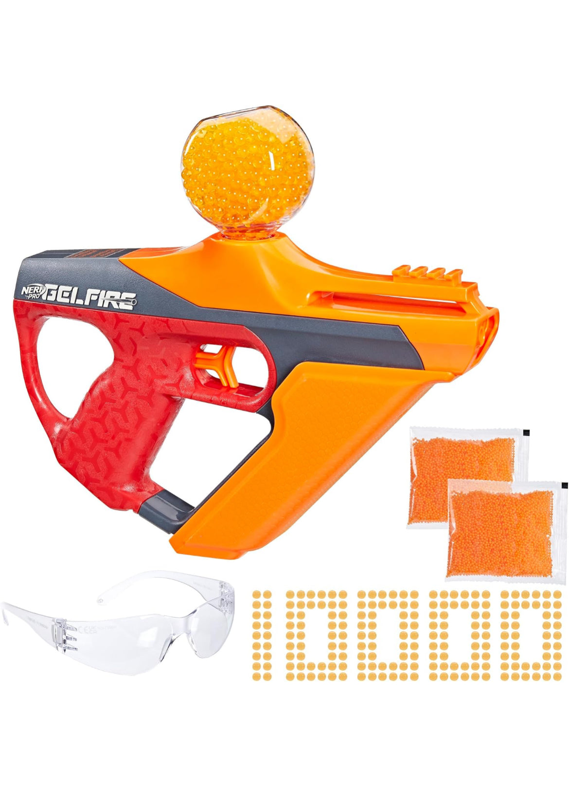 Nerf Pro Gelfire Uproar Full Auto Blaster, 150 FPS, 10,000 Gelfire Rounds, 400 Round Hopper, Eyewear, Ages 14+