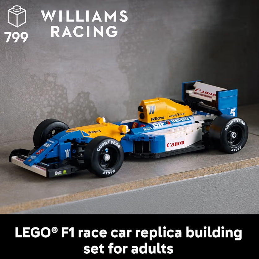 LEGO Icons Williams Racing & Nigel Mansell F1 Modelmotorstel - Boustel F1 selfdoenhandwerk vir Vertoon