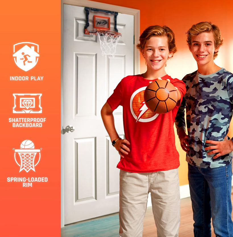 NERF Basketball Hoop Set - Pro Hoop Mini Hoop Set with Mini NERF Basketball - Steel Rim Great for Dunking