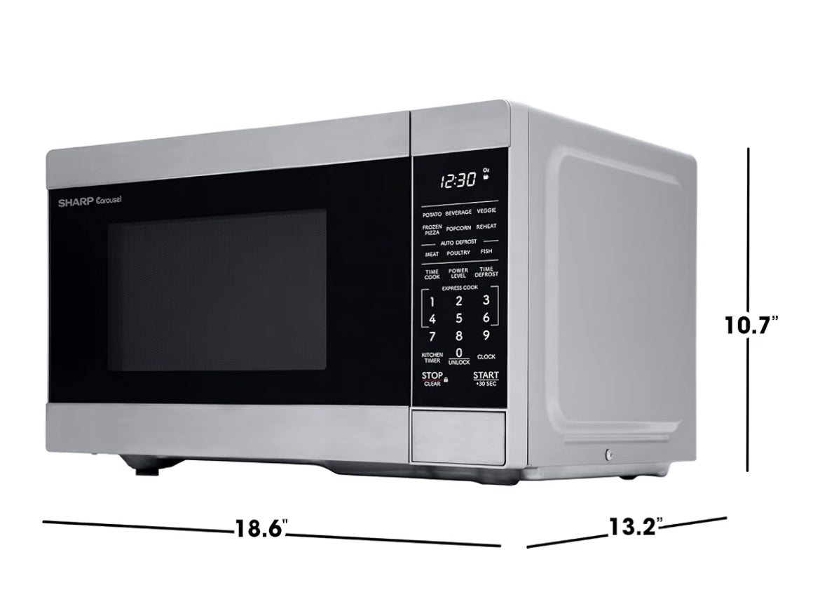 Sharp SMC0962KS 0.9 cu. ft. 900W Stainless Steel Countertop Microwave Oven
900 Watt, Removable 10.6" Carousel Turntable