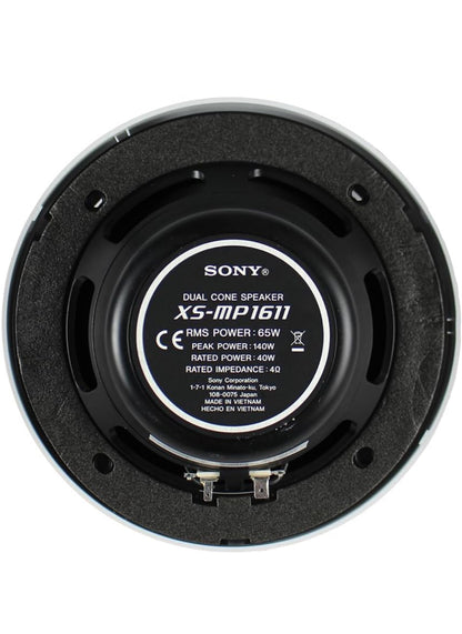 Sony Marine Oudioluidsprekers 6.5 Duim Dubbelkeëlontwerp vir Bote, Swembaddens en Ander Buitelug-oudiostelsels - Wit