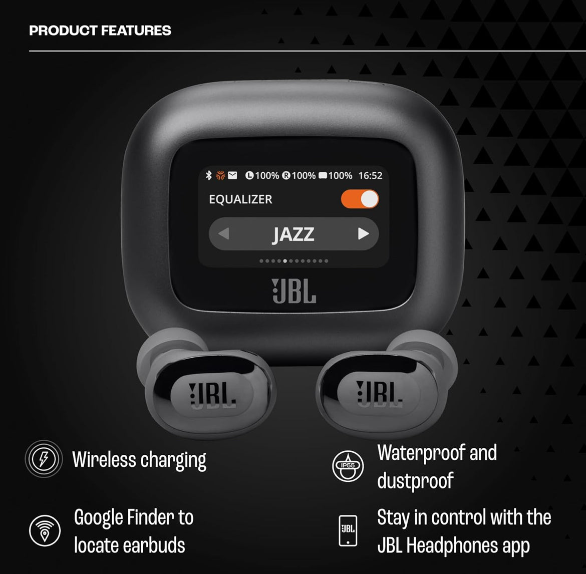 JBL Live Beam 3 - True Wireless Noise-Cancelling Stick-Closed Earbuds, 48Hrs Total Playback, Wireless Charging, 6 Mics for Perfect Calls, Multi-Point Connection, IP55 Waterproof and dustproof (Black)