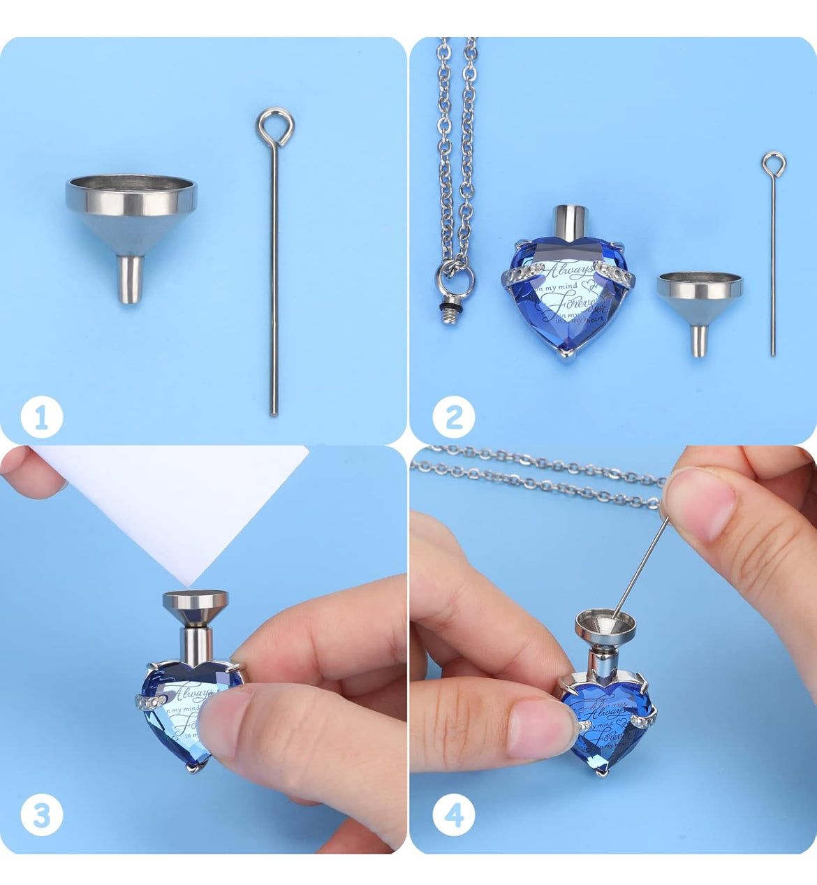 Élégant collier urne funéraire barre verticale zircon cœur cristal pendentif souvenir en acier inoxydable